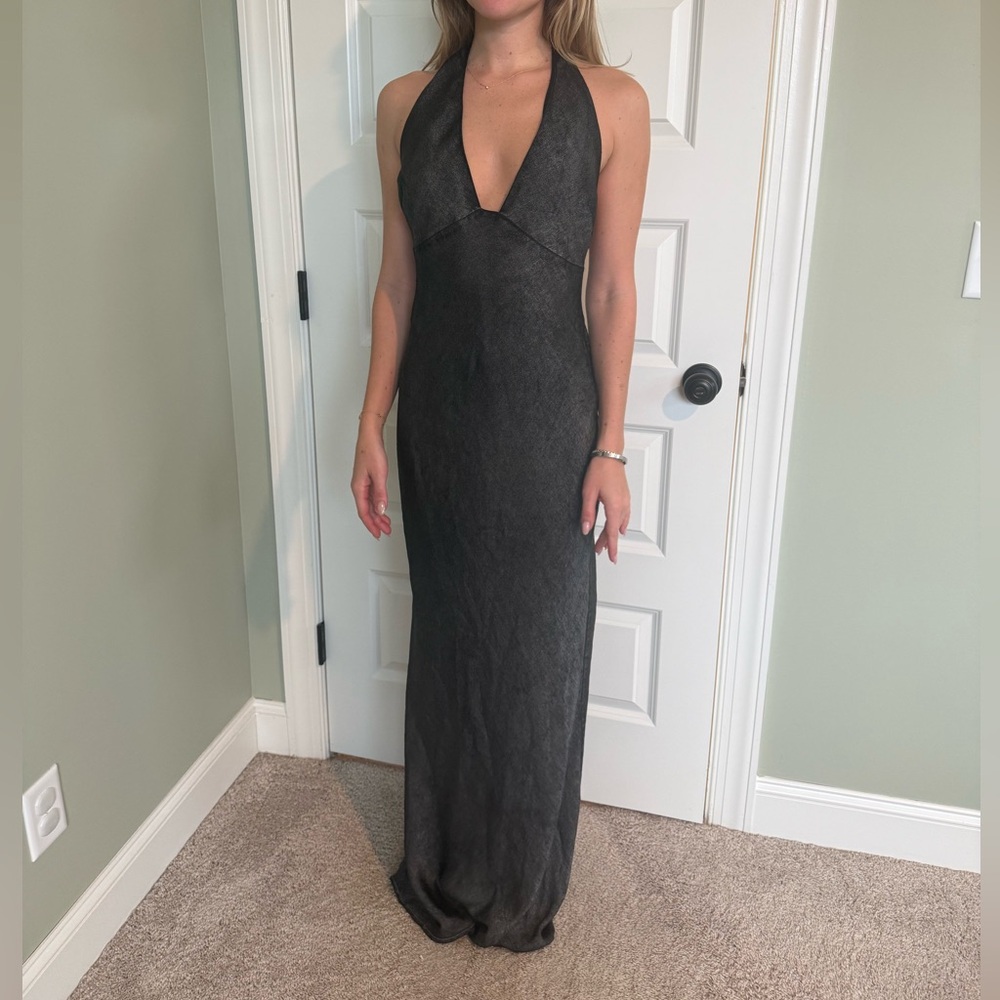 Free People Ella Dress size‎ 2 dark Gray silver Halter Dress - Picture 4 of 15